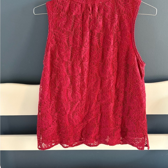 Skies Are Blue Red Lace Tank Top - Picture 5 of 6